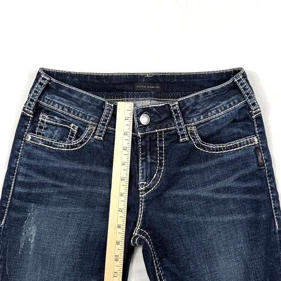 Silver Jeans Co Womens Dark Wash Straight Leg Thick Stitch Denim Size 28x30 - Picture 6 of 9